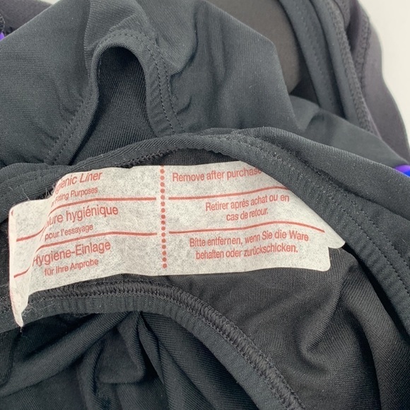 Lands End athletic tank swimsuit black criss cross back colorblock new 16 D-cup - Picture 4 of 4